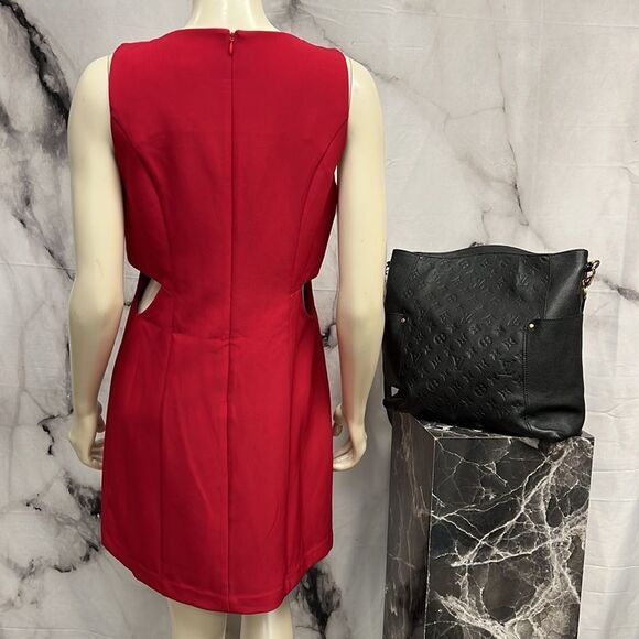 Anthropologie red mid length dress with side cut outs - Picture 5 of 9